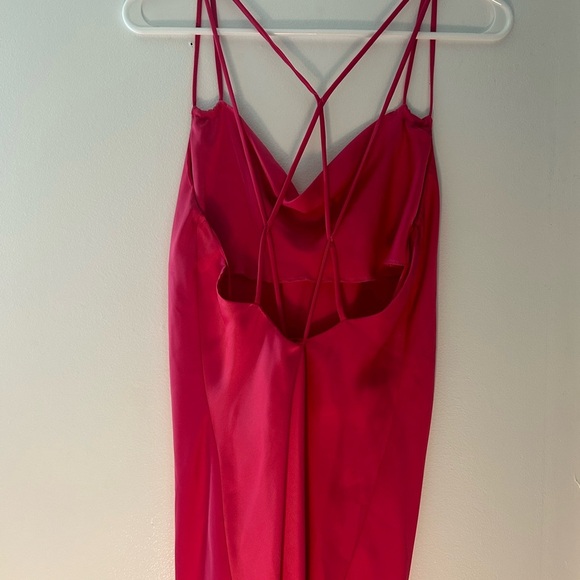 Zara Maxi Satin Strappy Cowl Neck Pink Formal Dress - Picture 3 of 6